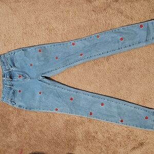 New York & Company Blue Jeans with Red Heart Accents